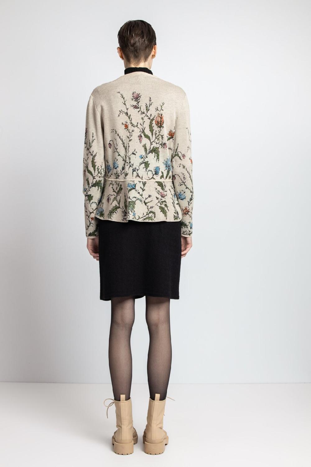 Ivko Woman Cardigan Floral Pattern Off-White