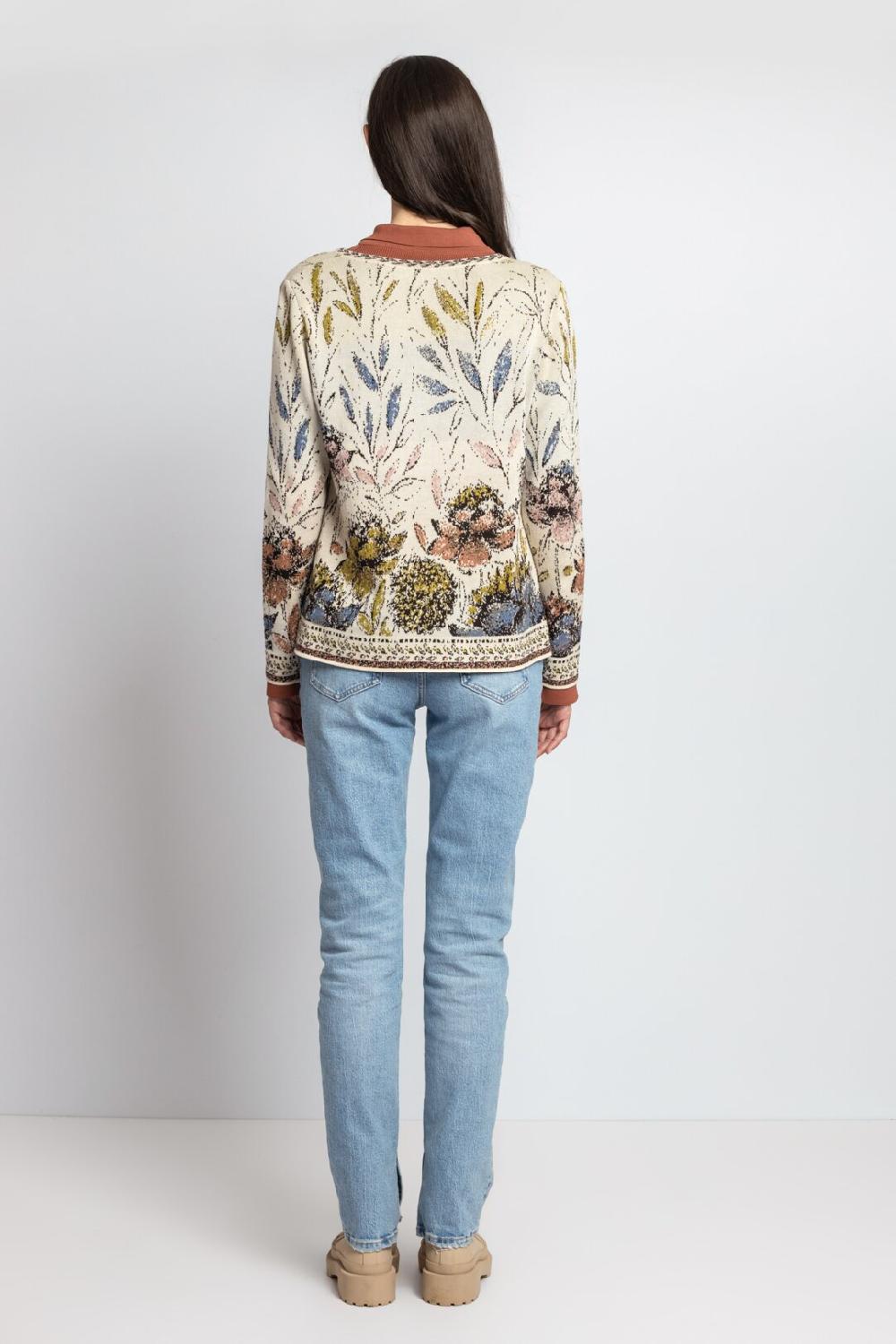 Ivko Woman Cardigan Floral Pattern Off-White