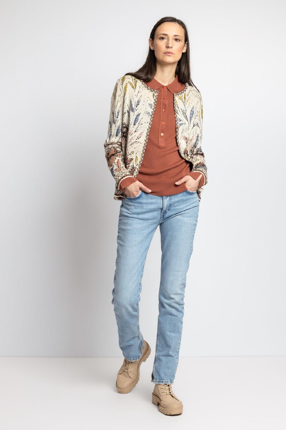 ivko woman Cardigan Floral Pattern Off-White