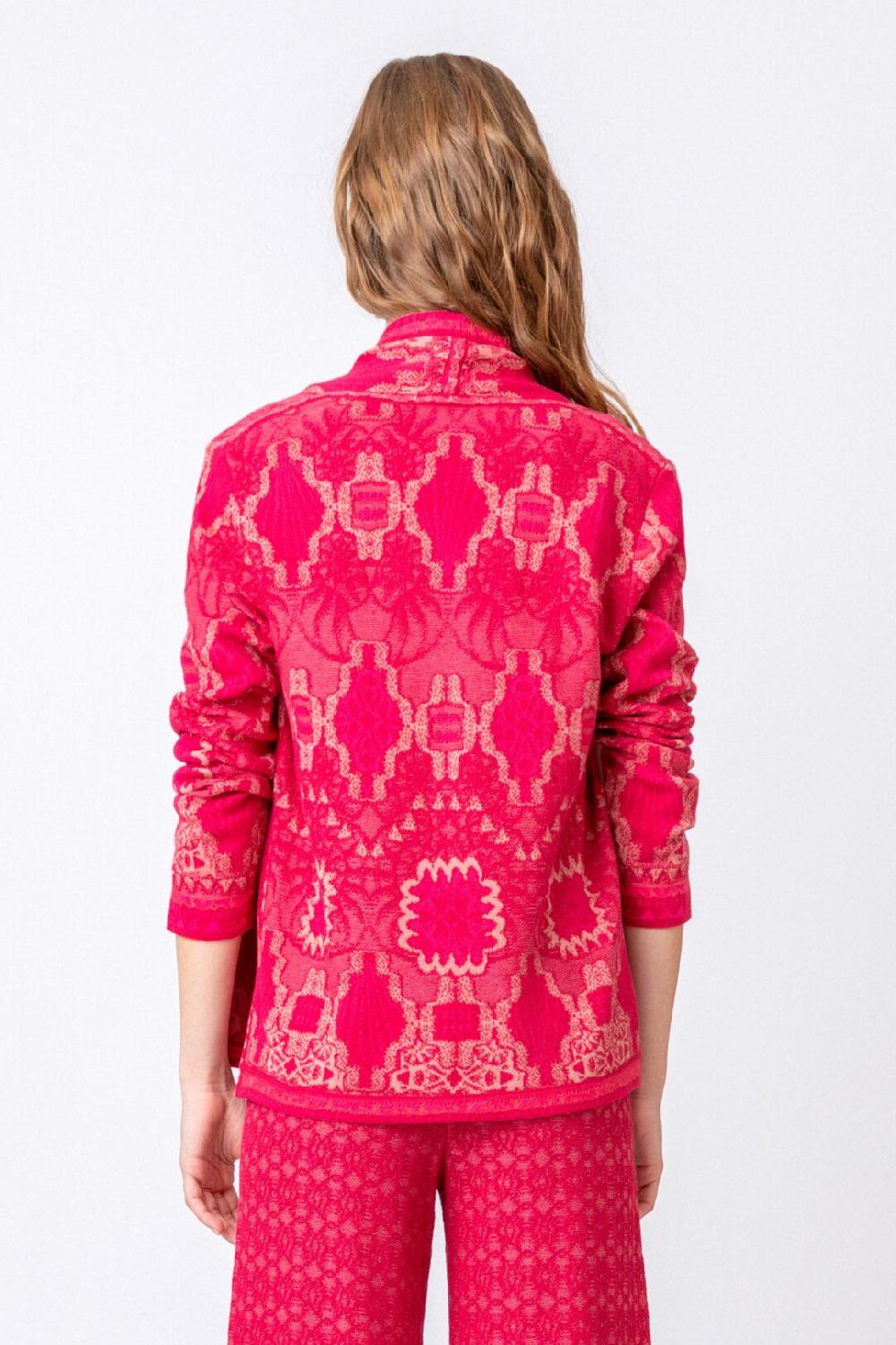 Ivko Woman Cardigan Floral Pattern Rosewood