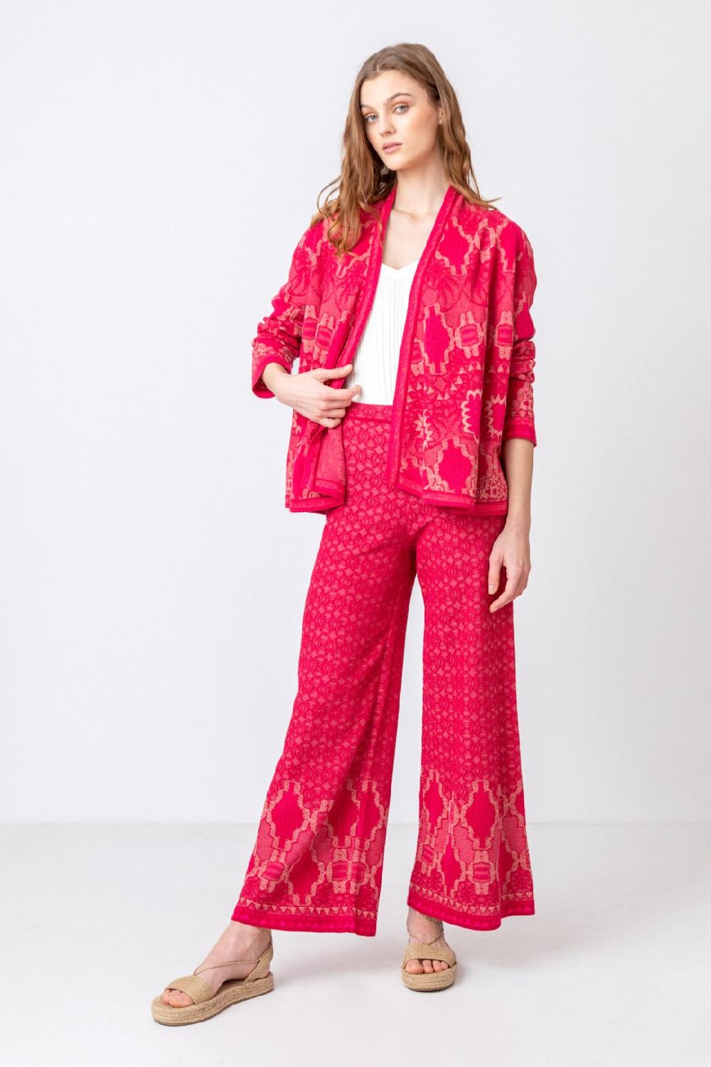 Ivko Woman Cardigan Floral Pattern Rosewood