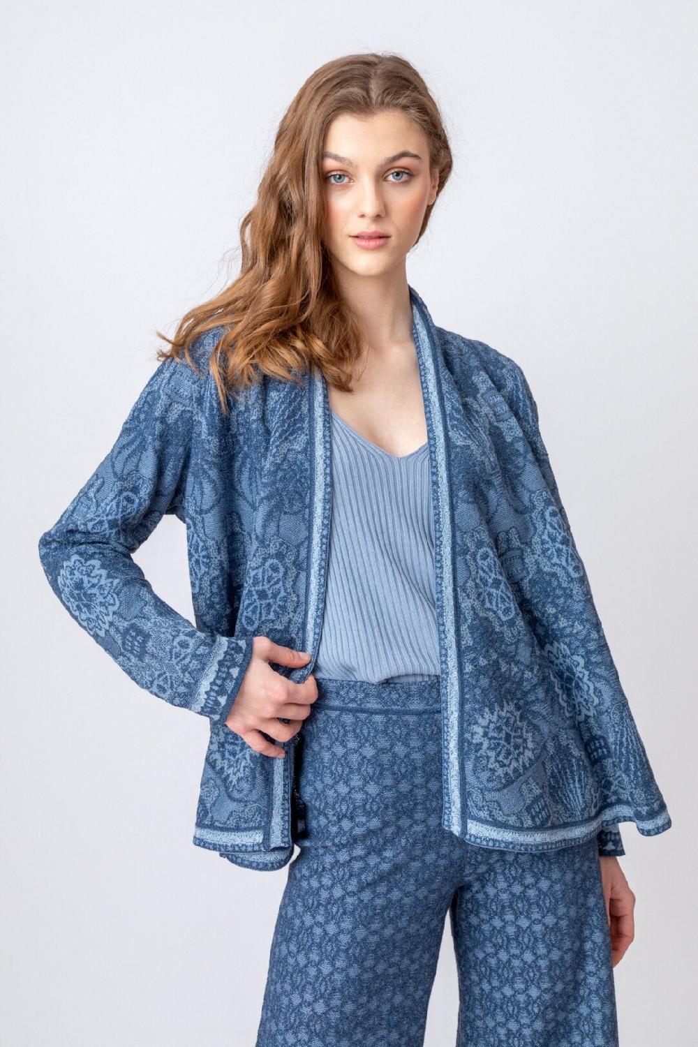 ivko woman Cardigan Floral Pattern StoneBlue