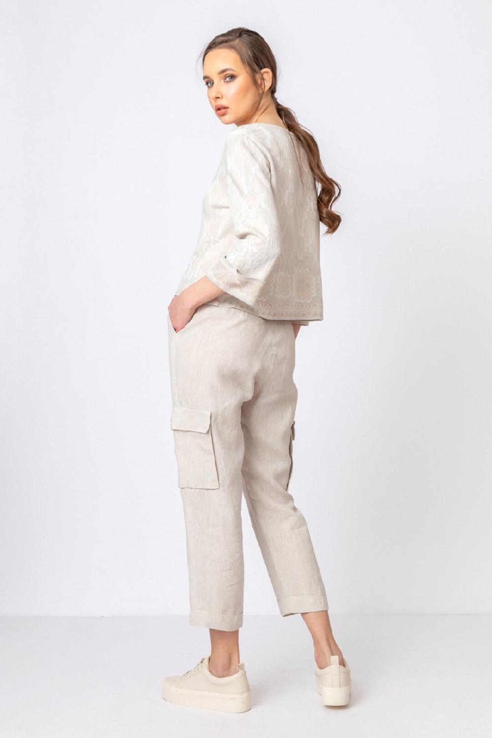 Ivko Woman Cardigan Ornament Pattern Off-White