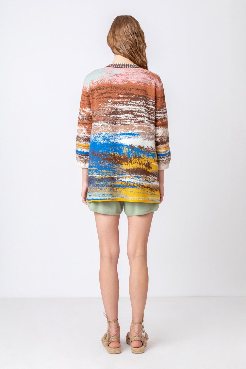 Ivko Woman Cardigan Stripe Pattern Nougat