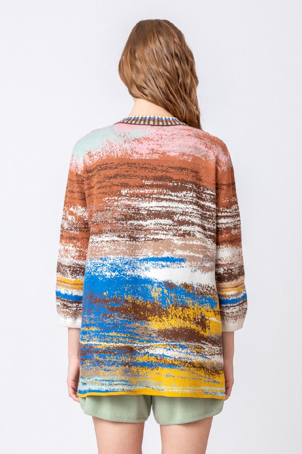 Ivko Woman Cardigan Stripe Pattern Nougat