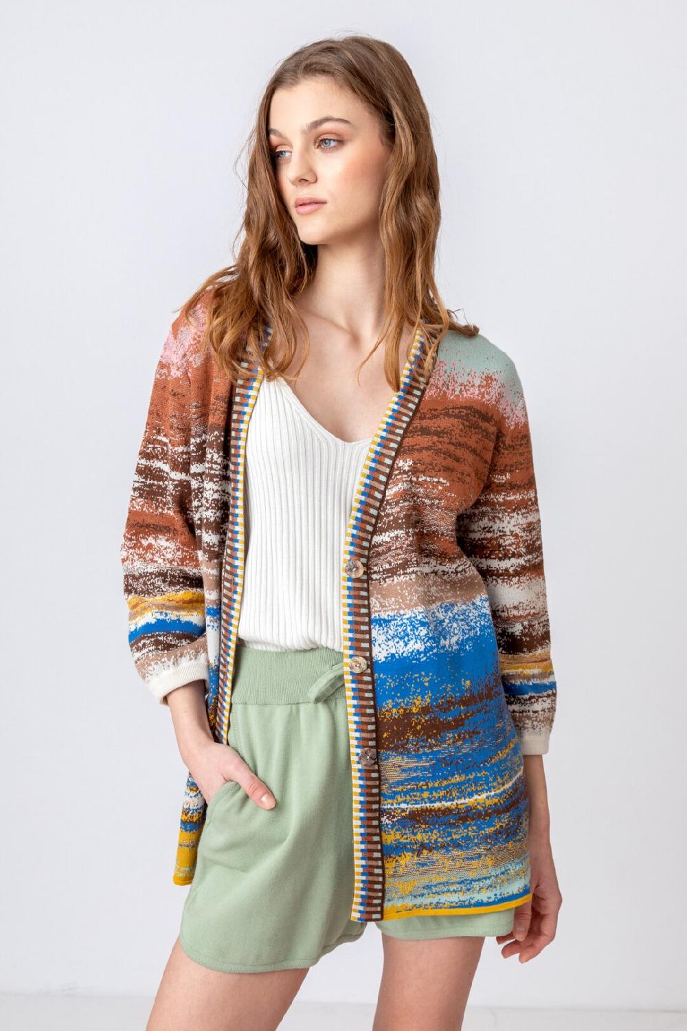 ivko woman Cardigan Stripe Pattern Nougat