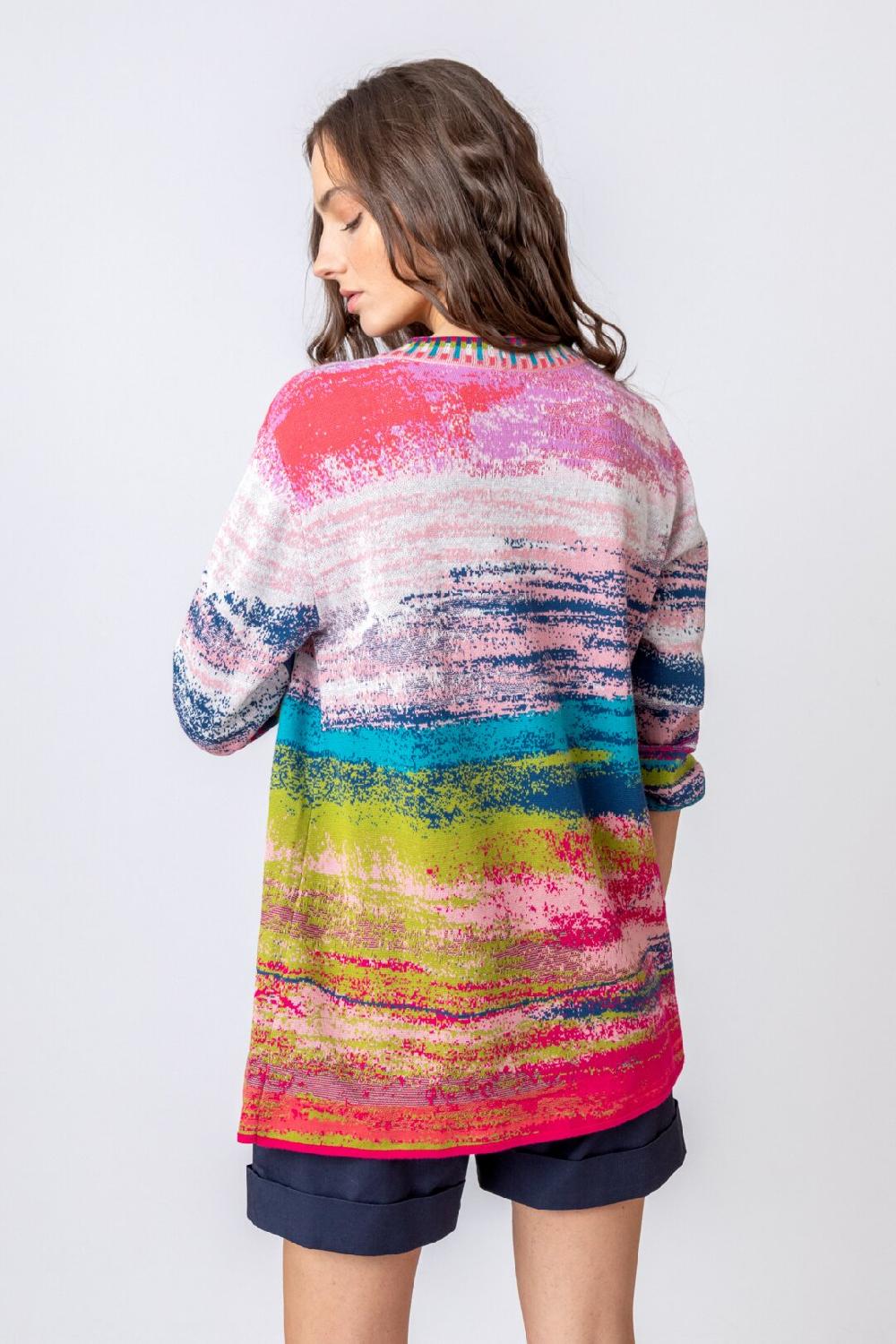 Ivko Woman Cardigan Stripe Pattern Off-White