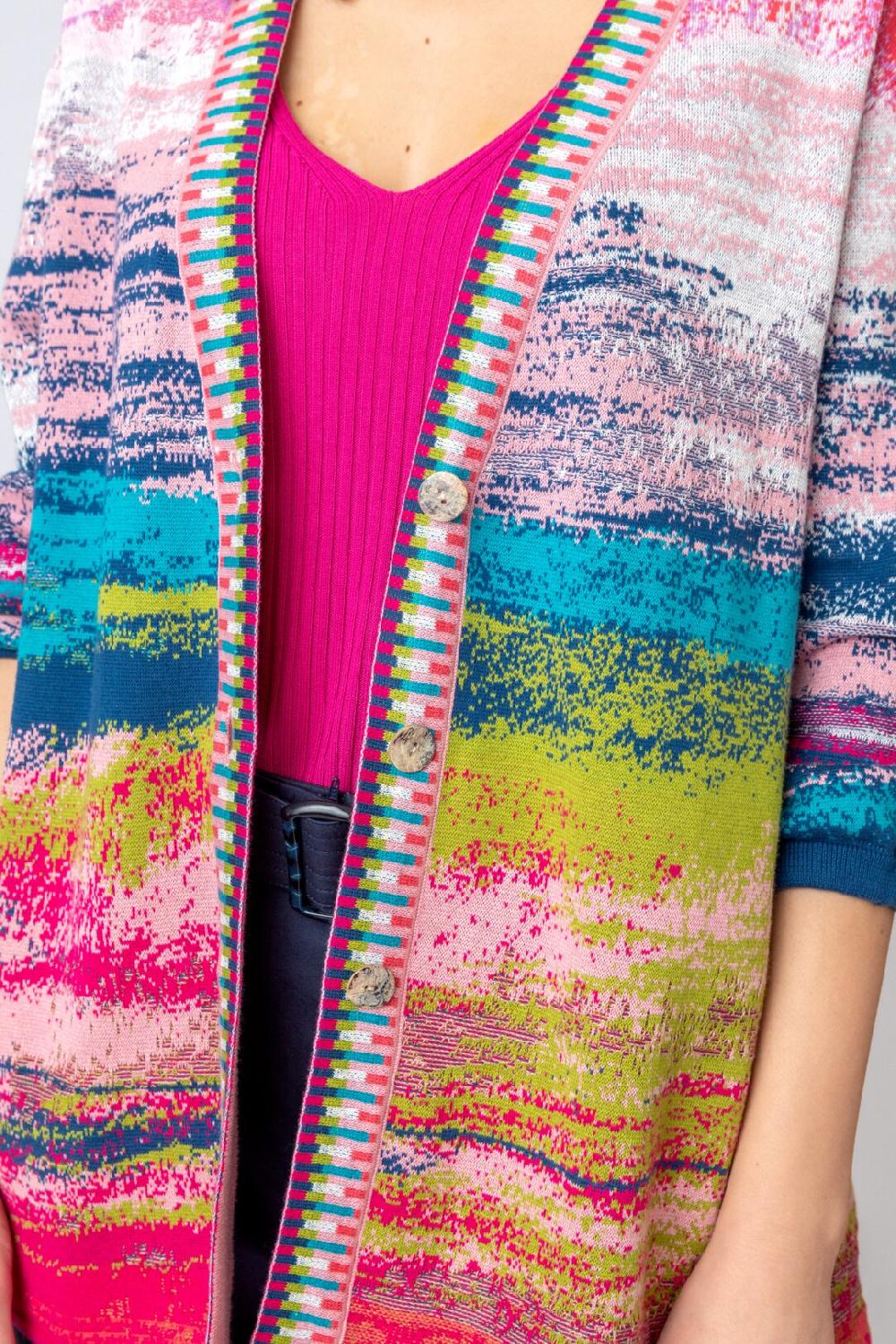 Ivko Woman Cardigan Stripe Pattern Off-White