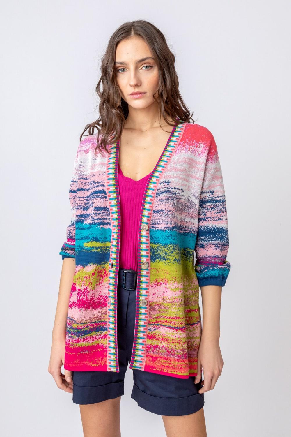 ivko woman Cardigan Stripe Pattern Off-White