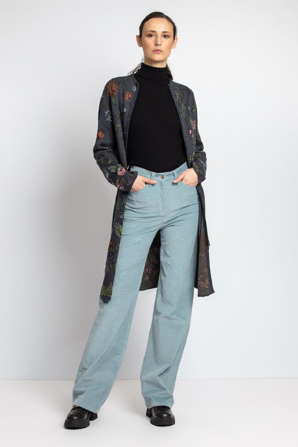 Ivko Woman Coatigan Floral Pattern Anthracite