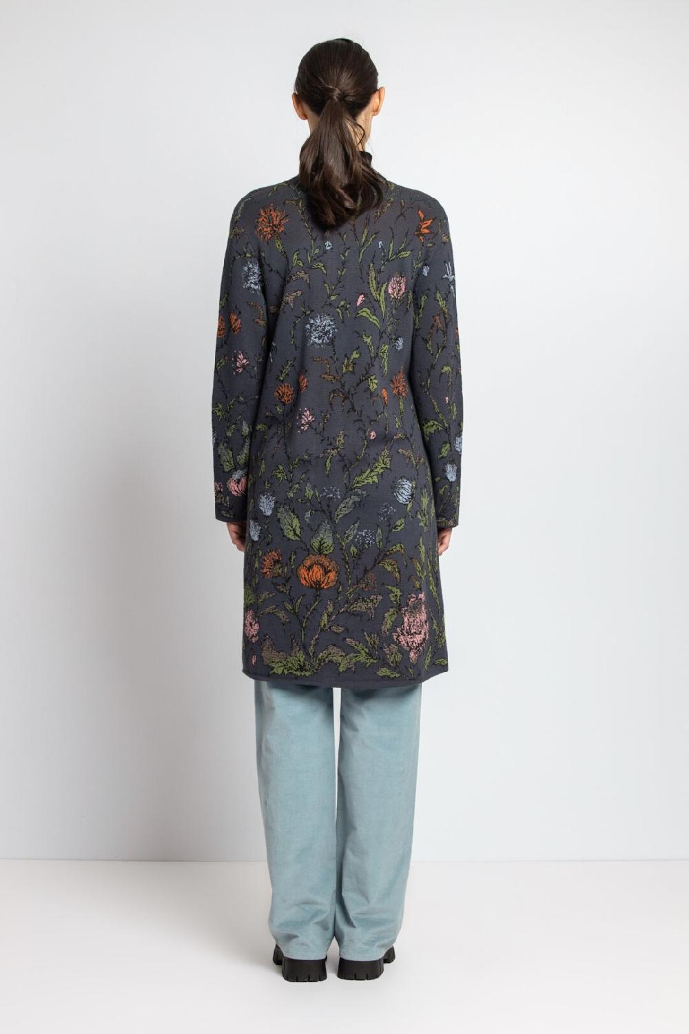 Ivko Woman Coatigan Floral Pattern Anthracite