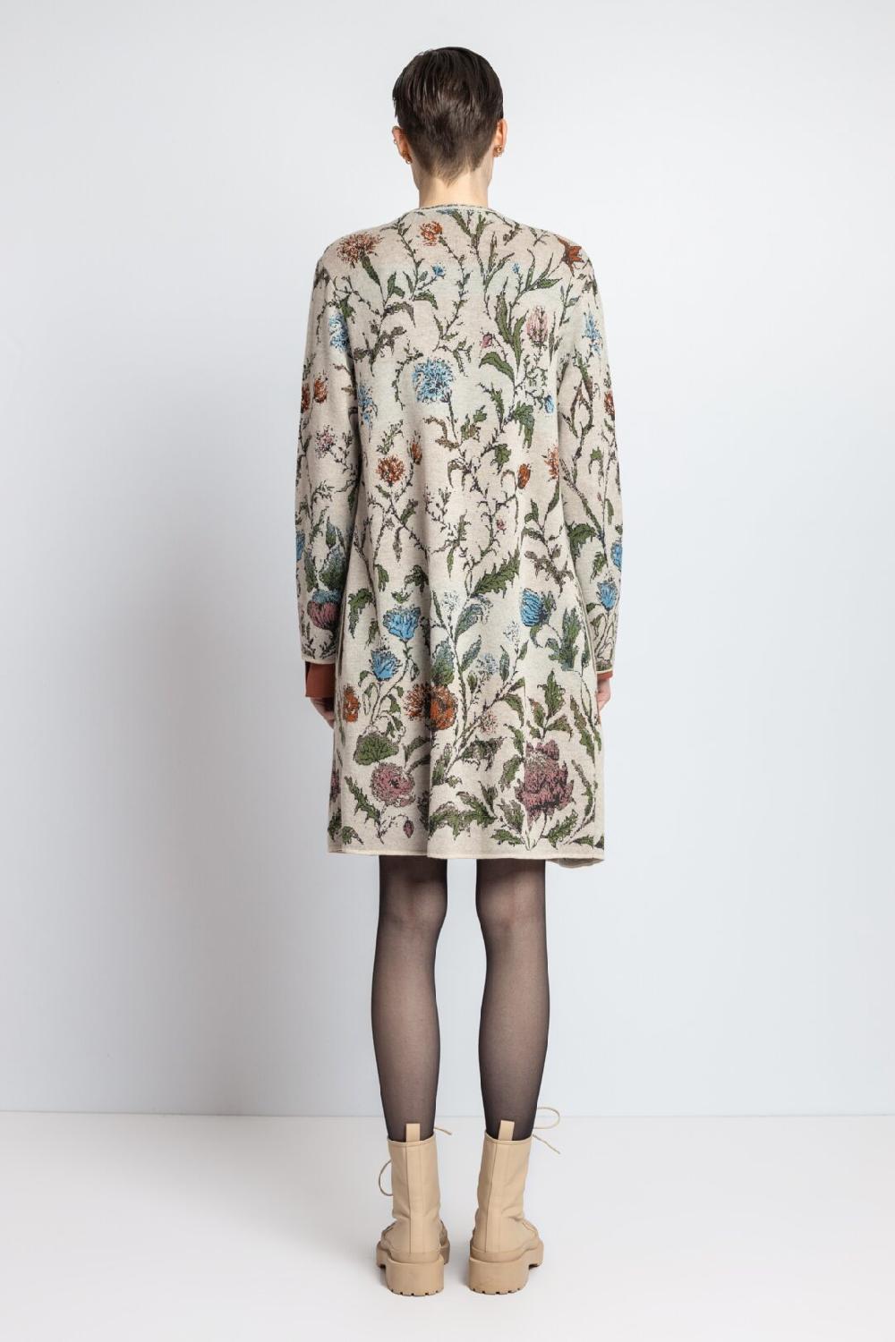 Ivko Woman Coatigan Floral Pattern Off-White