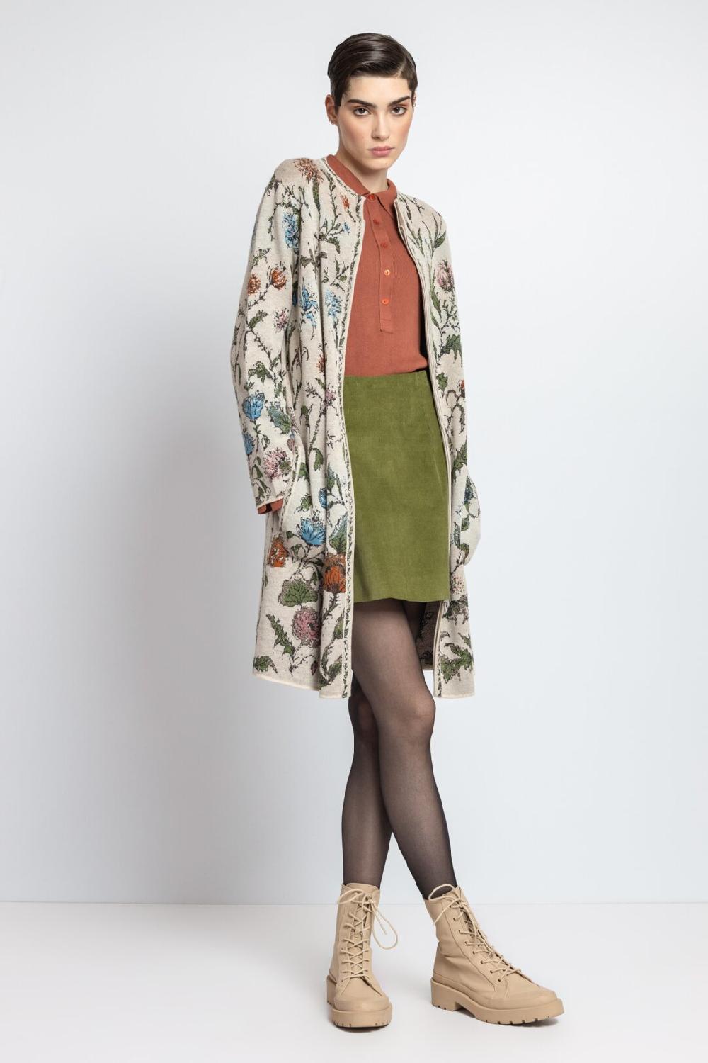 ivko woman Coatigan Floral Pattern Off-White