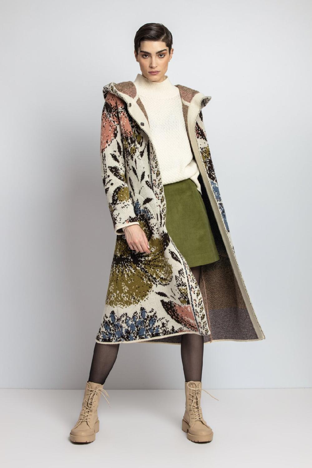 ivko woman Coatigan Floral Pattern Off-White