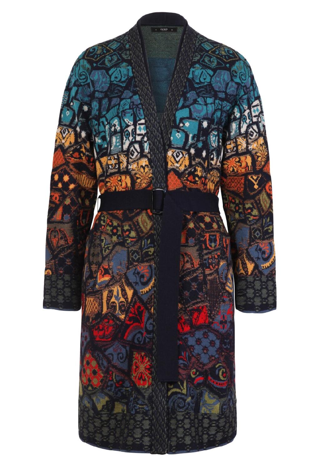 Ivko Woman Coatigan Trencar Pattern Navy