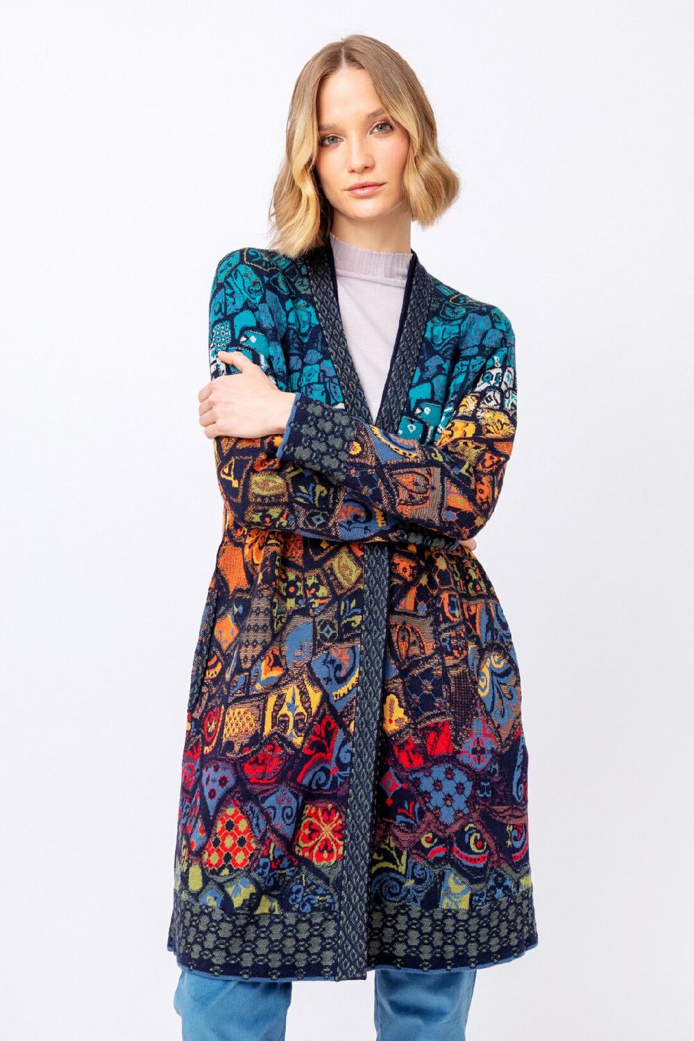 ivko woman Coatigan Trencar Pattern Navy