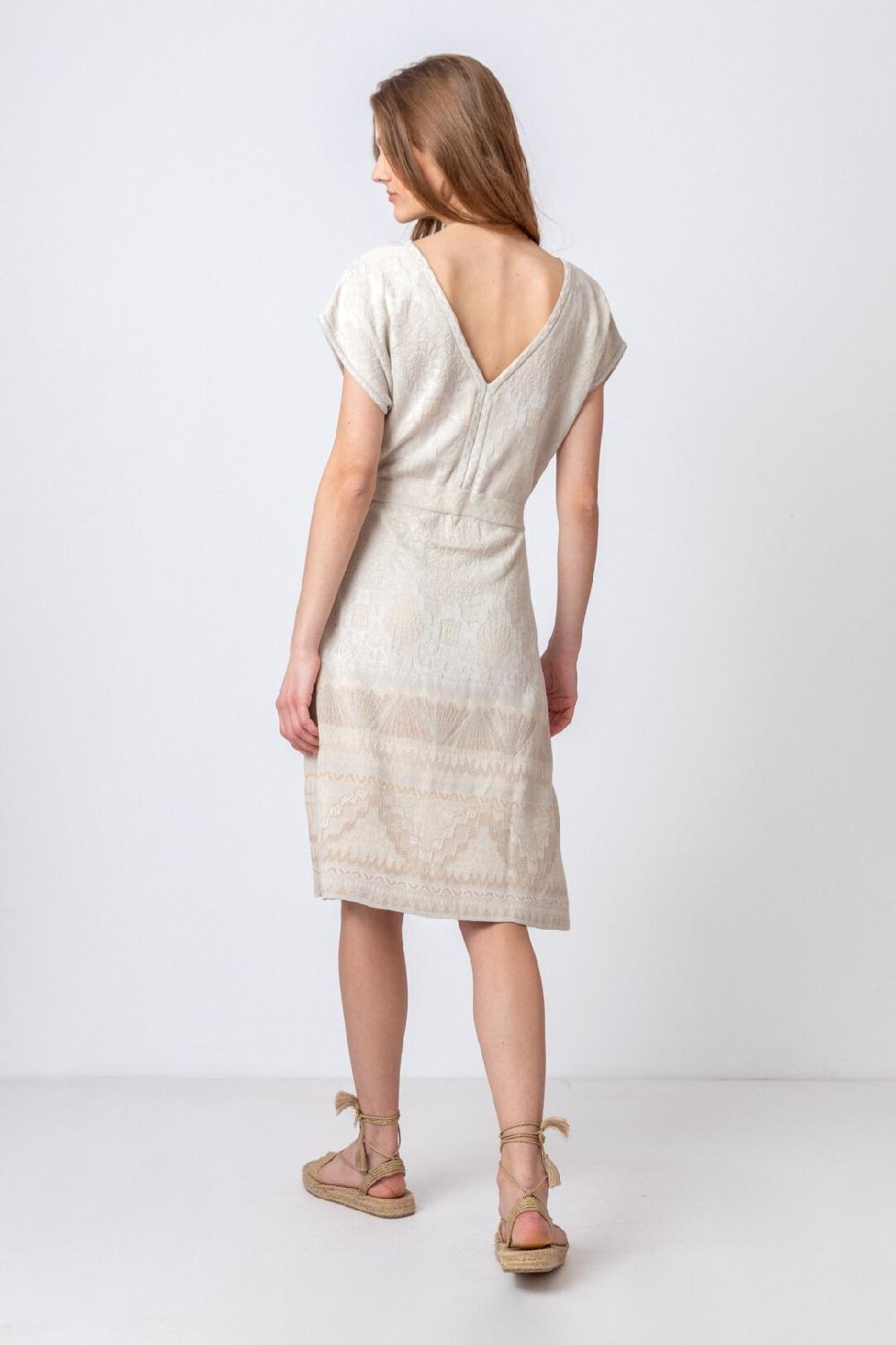 Ivko Woman Dress Ornament Pattern Off-White