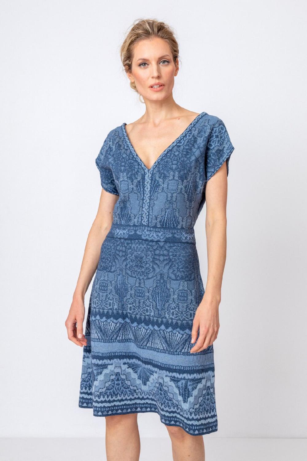 Ivko Woman Dress Ornament Pattern StoneBlue