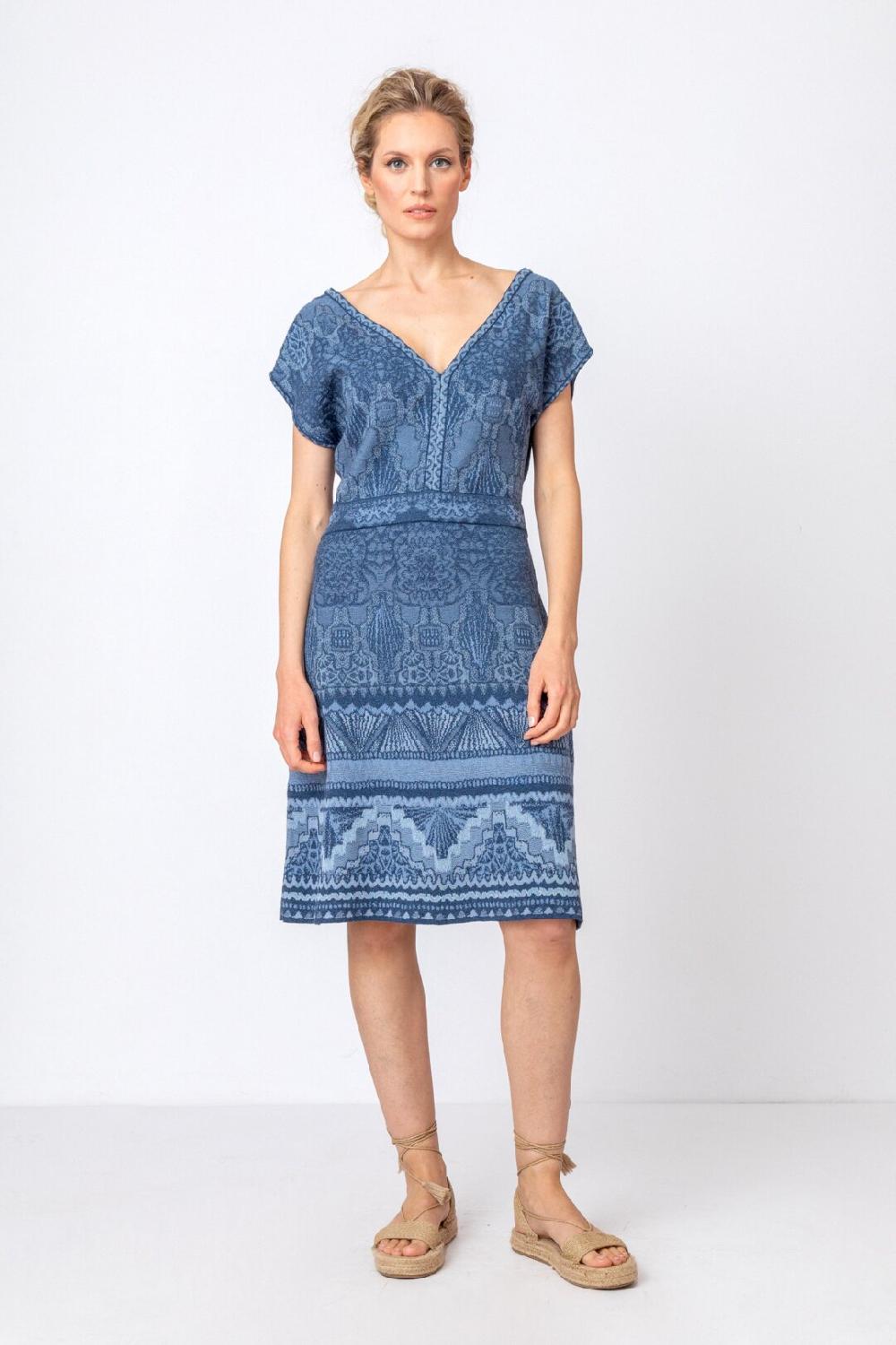 ivko woman Dress Ornament Pattern StoneBlue