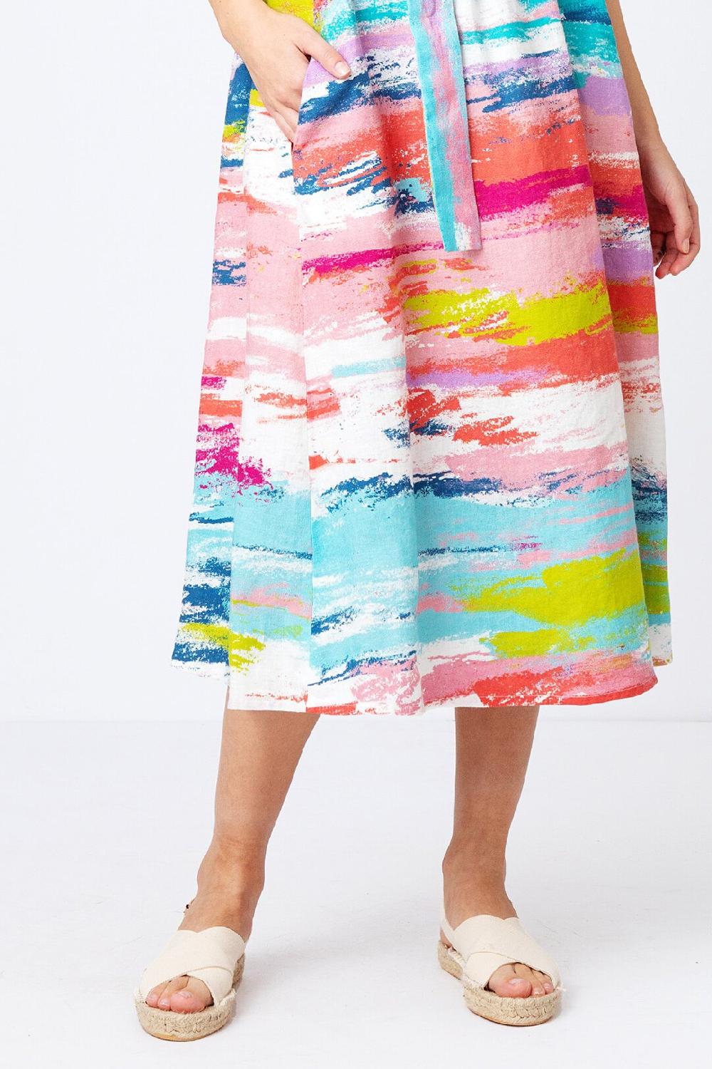 Ivko Woman Dress Stripe Pattern Off-White