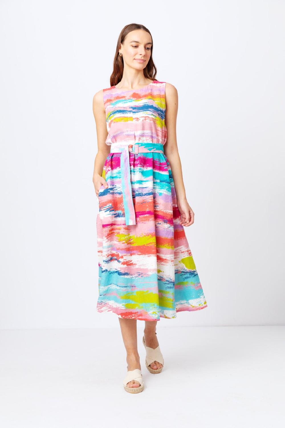 ivko woman Dress Stripe Pattern Off-White