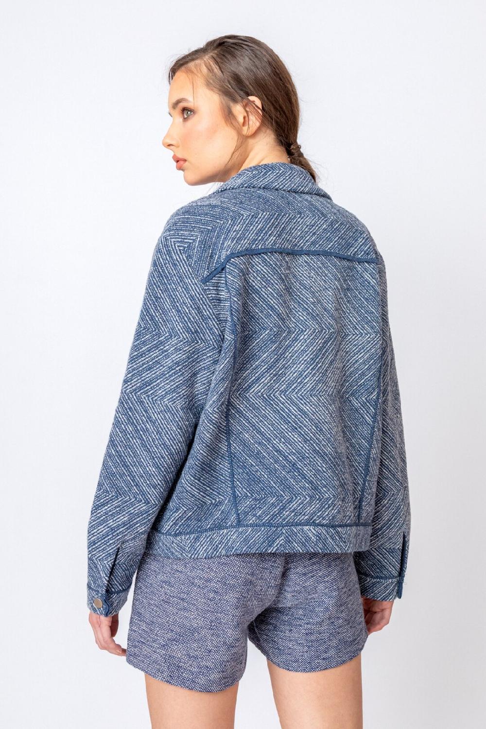 Ivko Woman Jacket Herba Motif StoneBlue