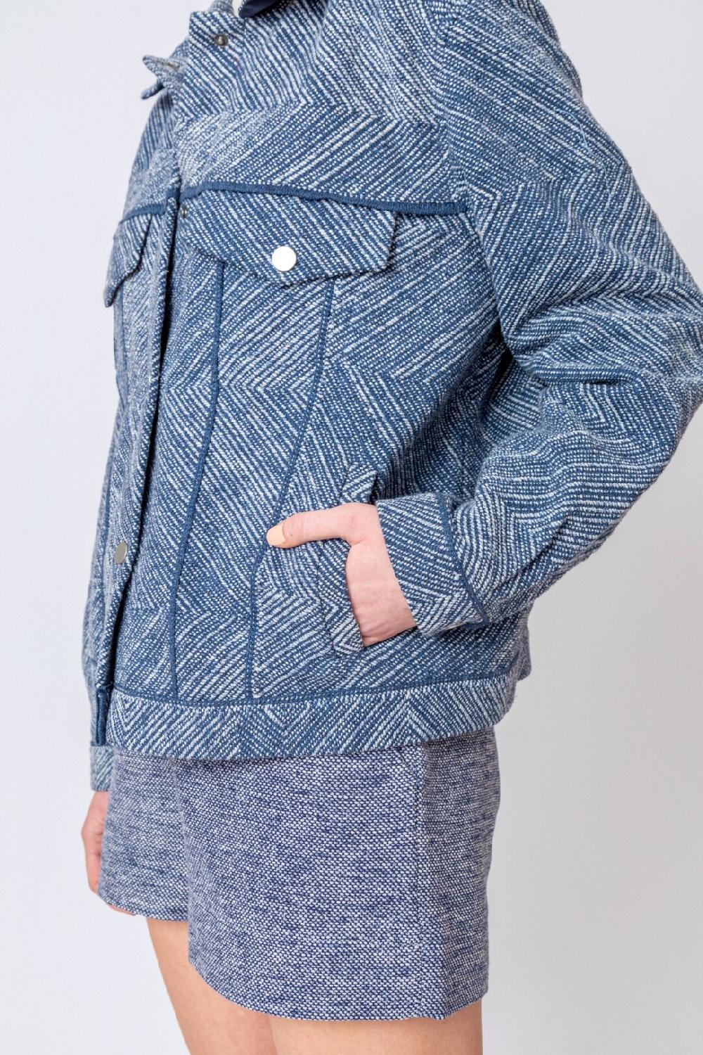 Ivko Woman Jacket Herba Motif StoneBlue