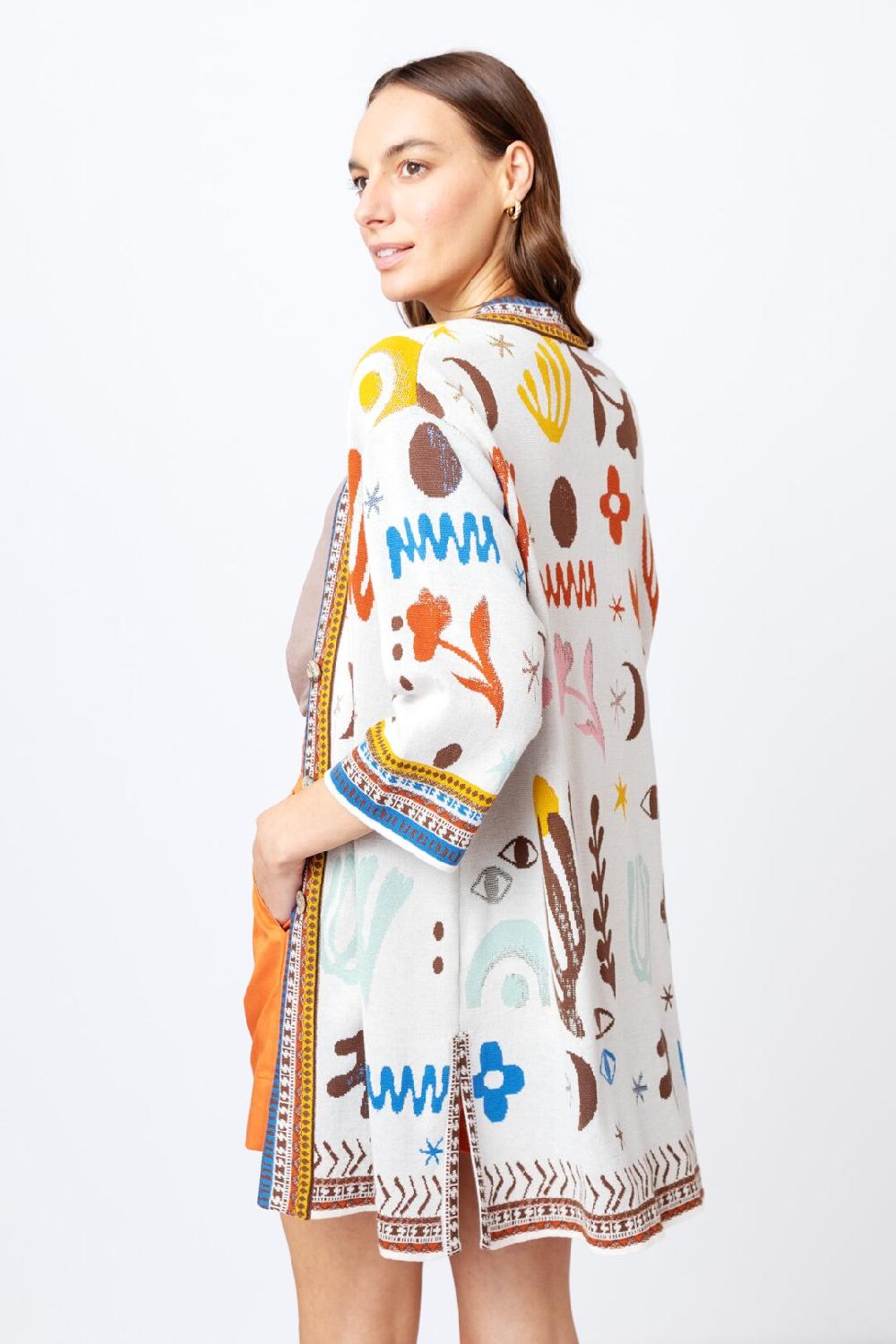 Ivko Woman Jacquard Cardigan Nomad Motif Nougat