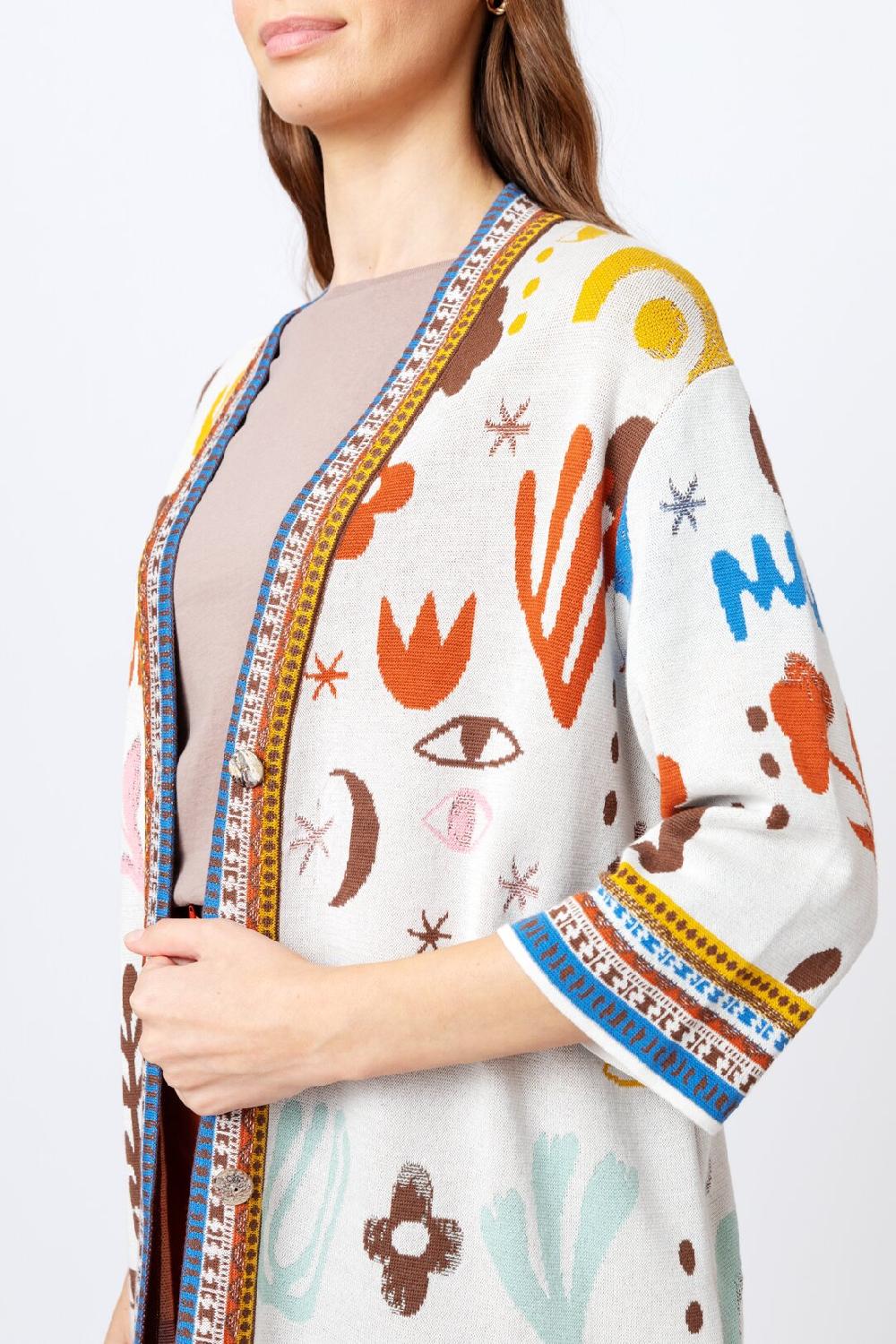 Ivko Woman Jacquard Cardigan Nomad Motif Nougat