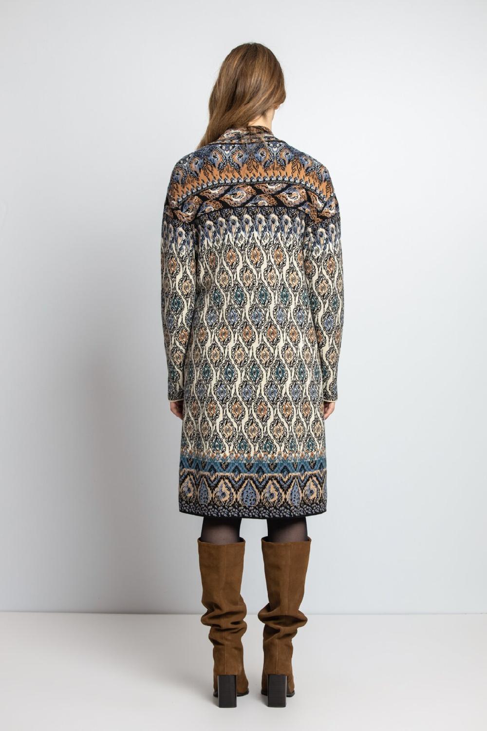 Ivko Woman Jacquard Coatigan Ornament Motif Almond