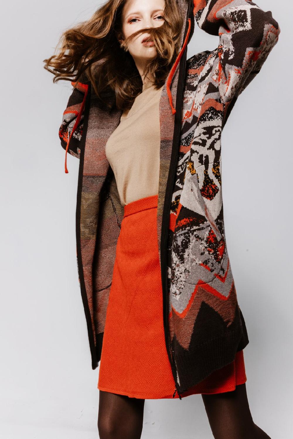 Ivko Woman Jacquard Coatigan With Hoodie Nougat
