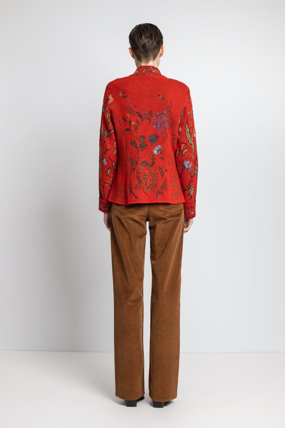 Ivko Woman Jacquard Jacket With Embroidery Red