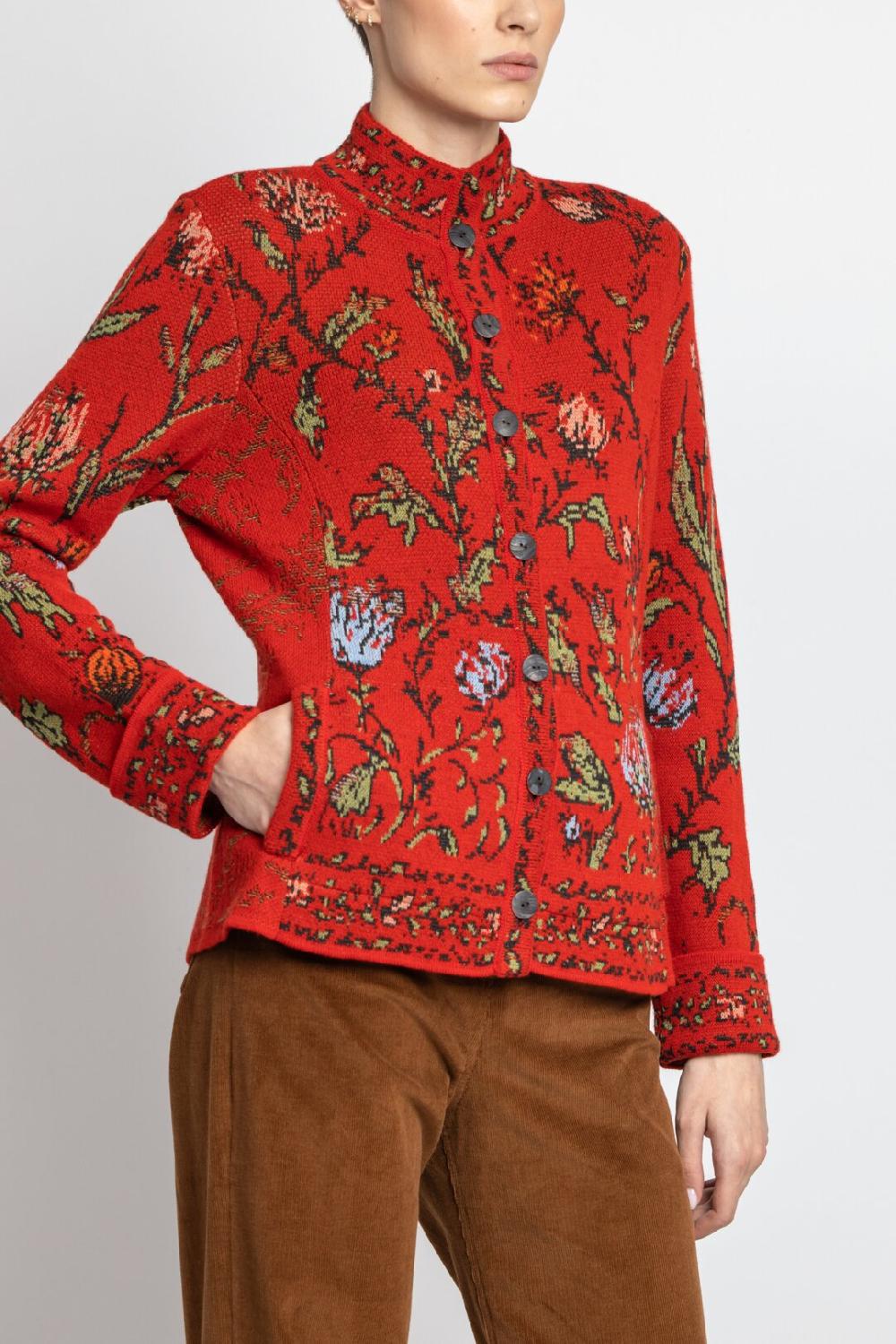 Ivko Woman Jacquard Jacket With Embroidery Red