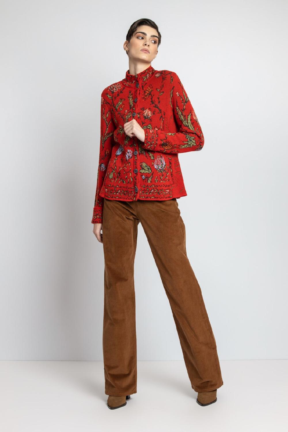 ivko woman Jacquard Jacket with Embroidery Red