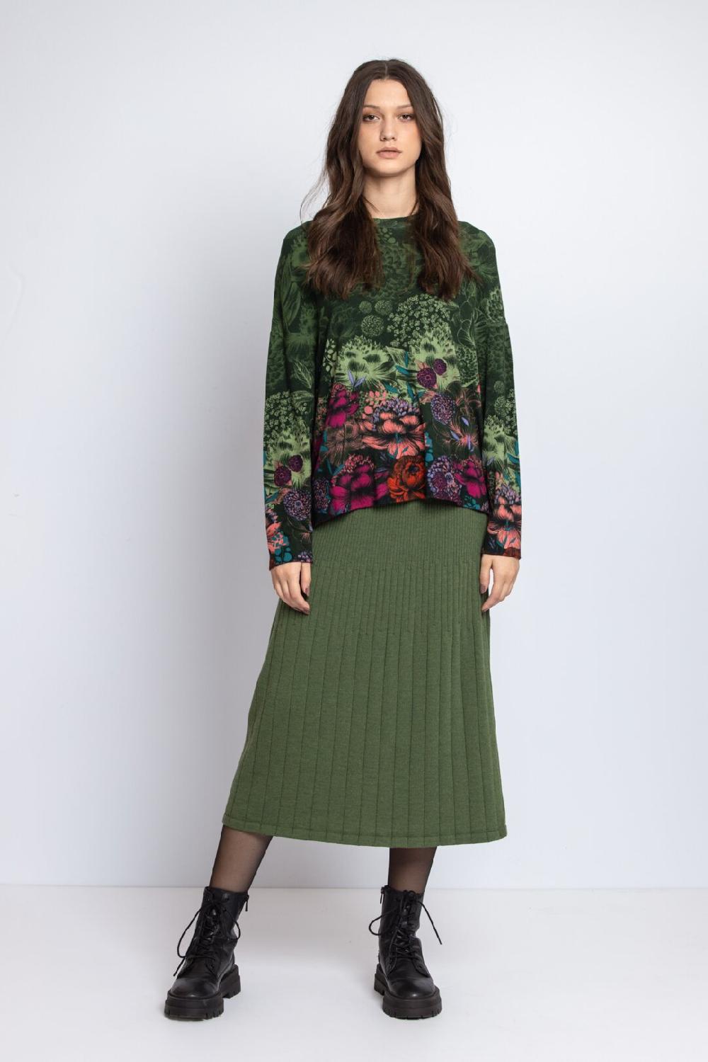 ivko woman Jacquard Pullover Floral Pattern Forest