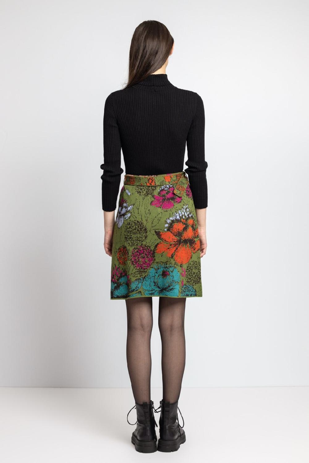 Ivko Woman Jacquard Skirt Floral Pattern Forest