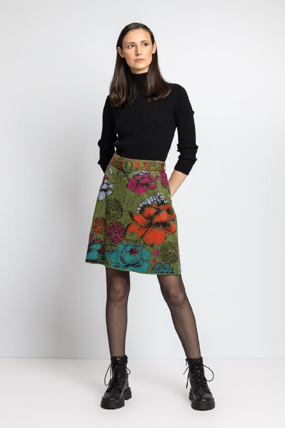 ivko woman Jacquard Skirt Floral Pattern Forest