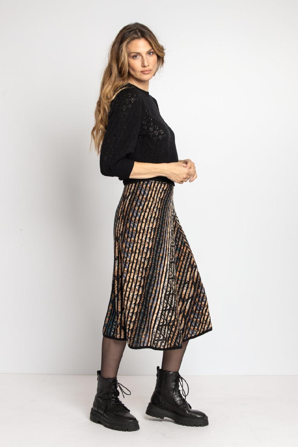 Ivko Woman Jacquard Skirt Ornament Pattern Almond