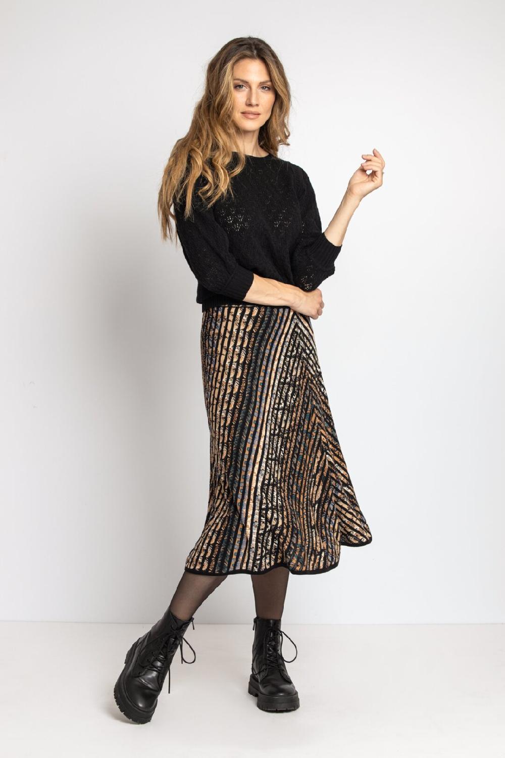 ivko woman Jacquard Skirt Ornament Pattern Almond