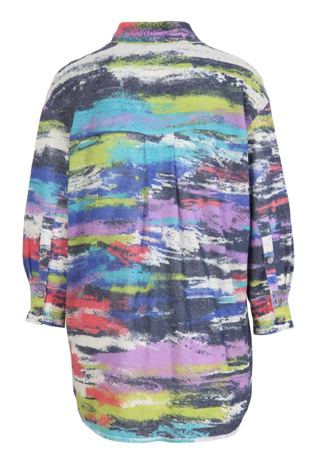 Ivko Woman Knitted Shirt Stripe Pattern Navy