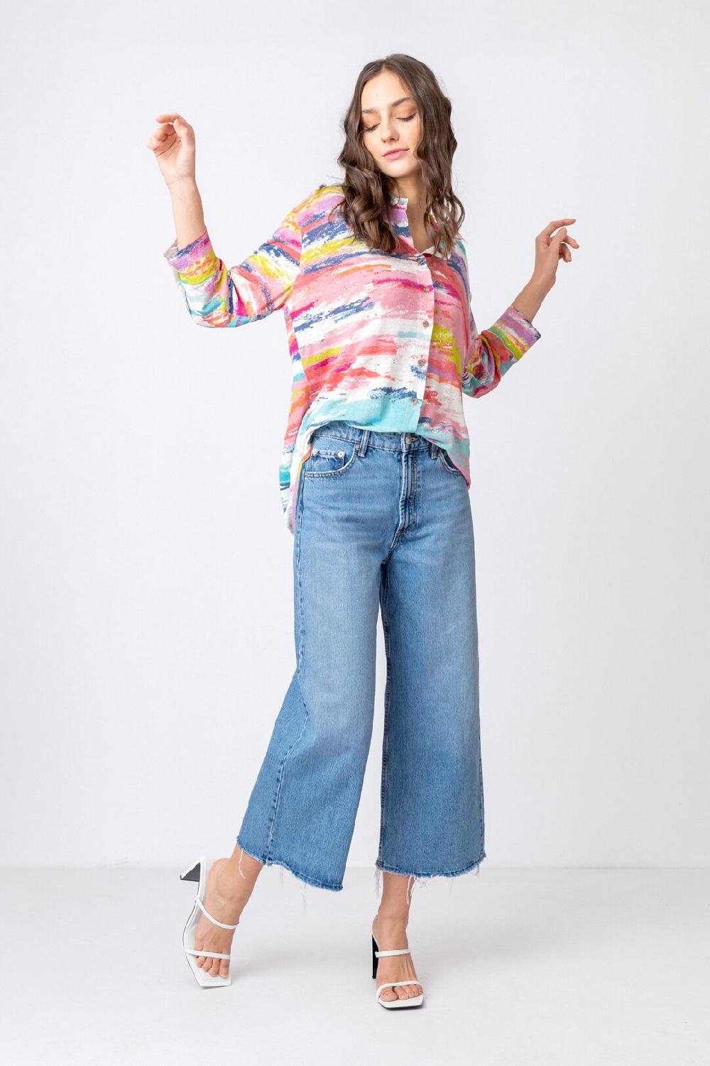 Ivko Woman Knitted Shirt Stripe Pattern Off-White