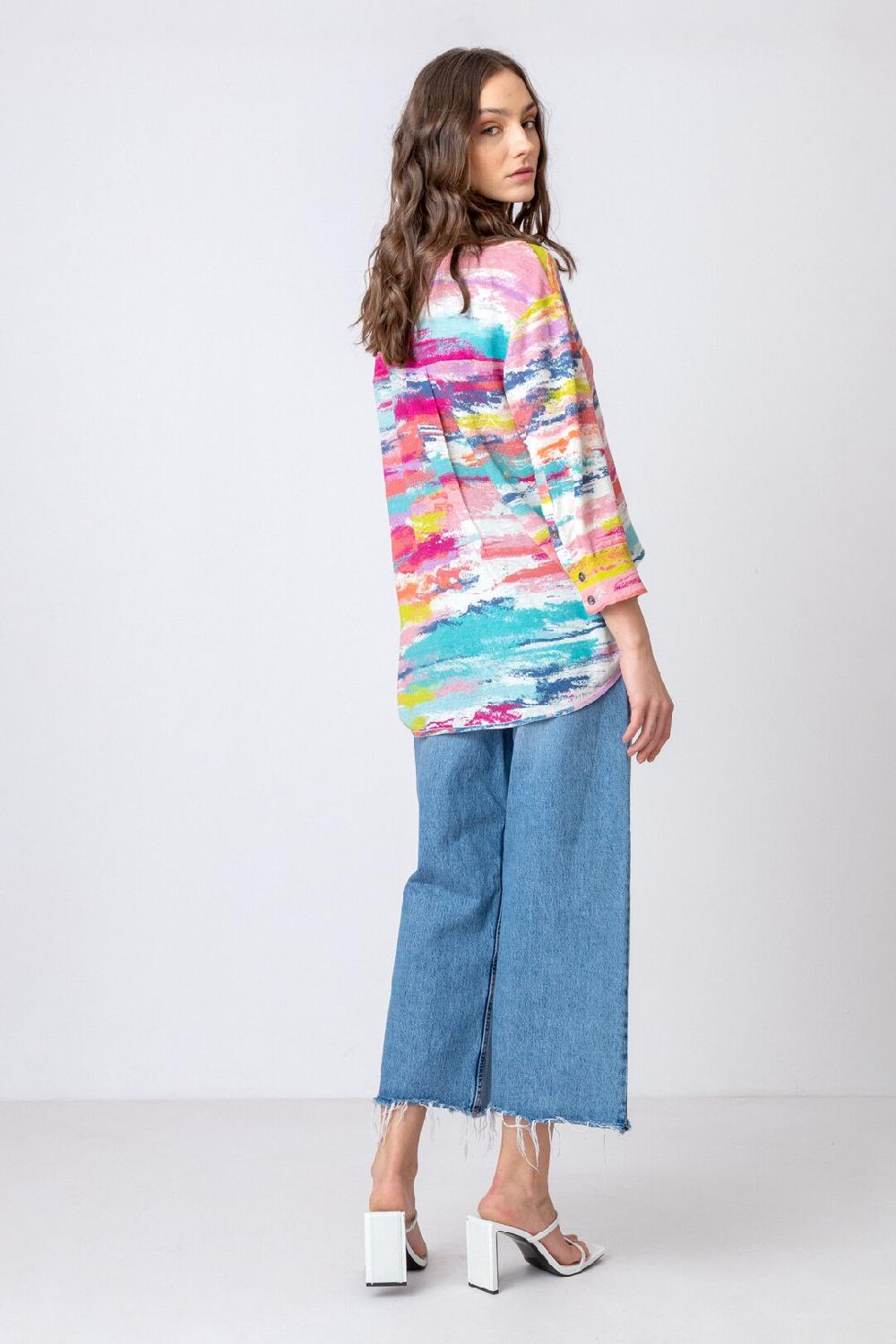 Ivko Woman Knitted Shirt Stripe Pattern Off-White