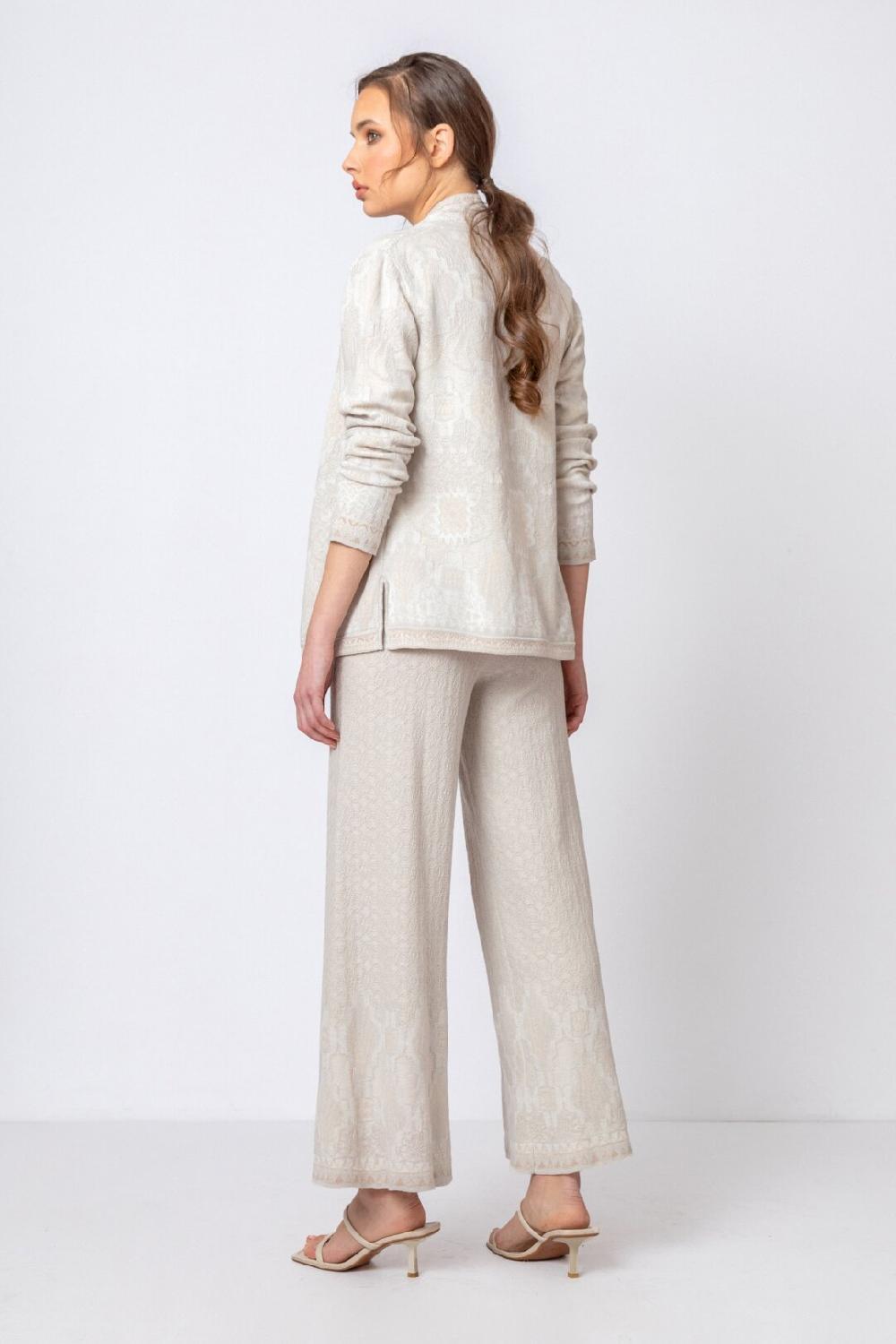 Ivko Woman Pants Ornament Motif Off-White