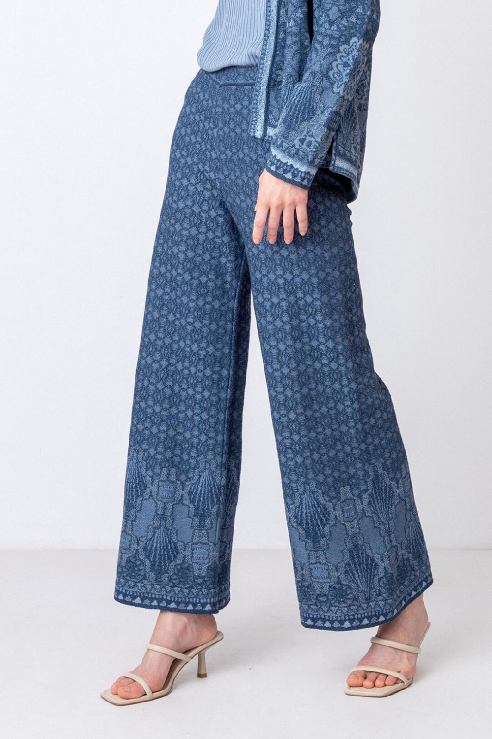 Ivko Woman Pants Ornament Motif StoneBlue