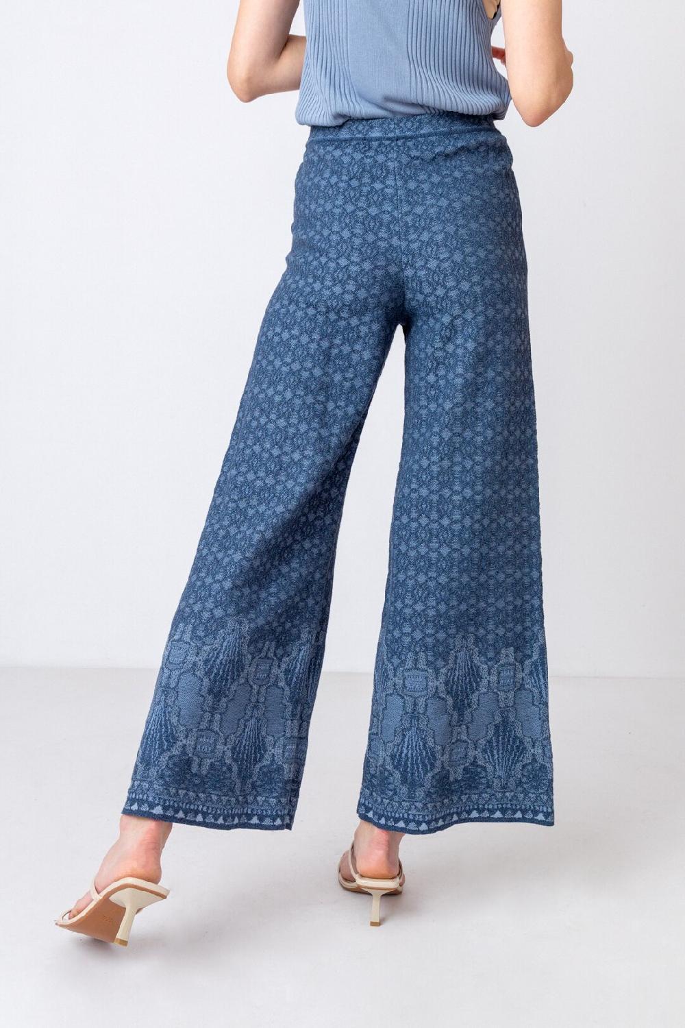 Ivko Woman Pants Ornament Motif StoneBlue