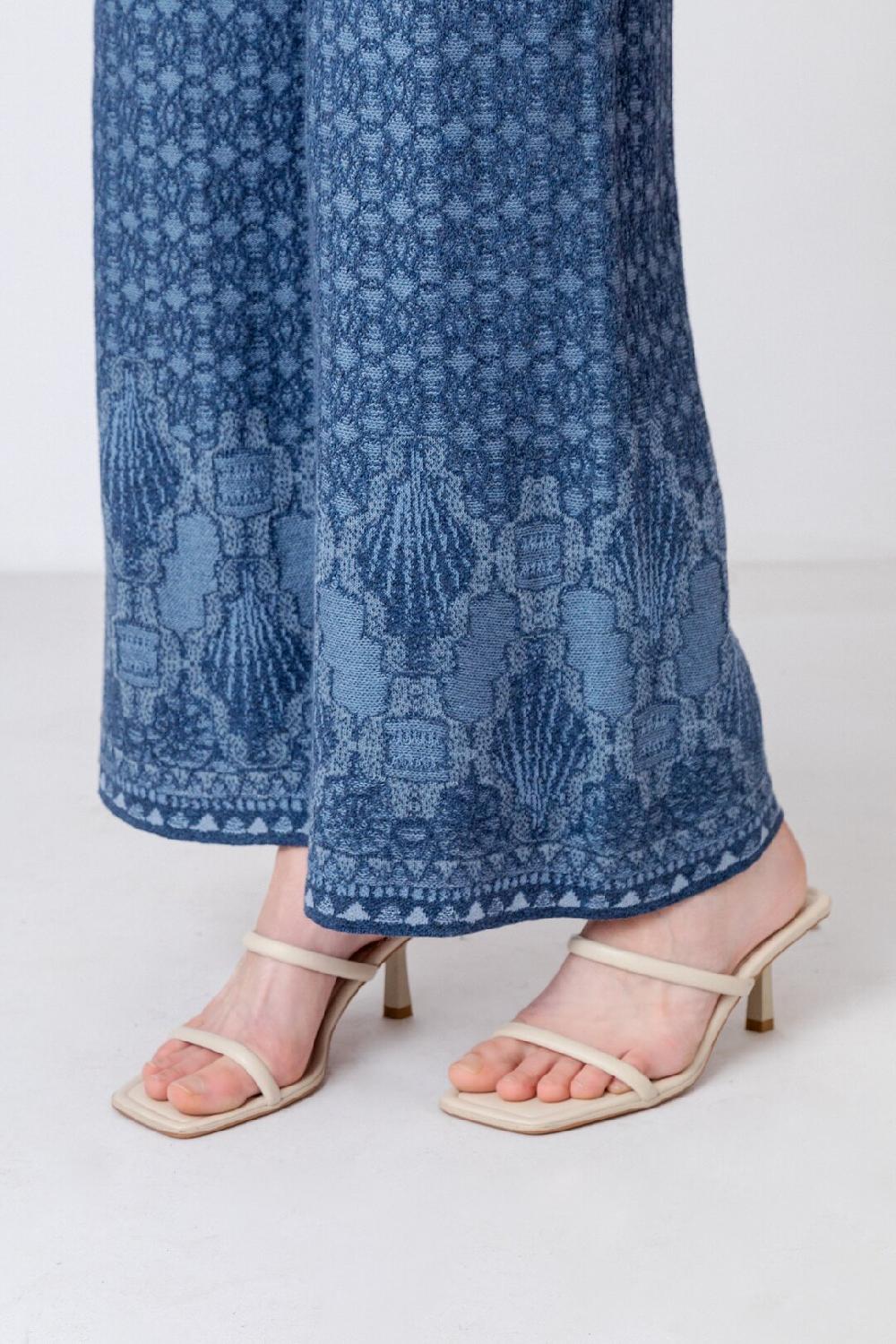 Ivko Woman Pants Ornament Motif StoneBlue