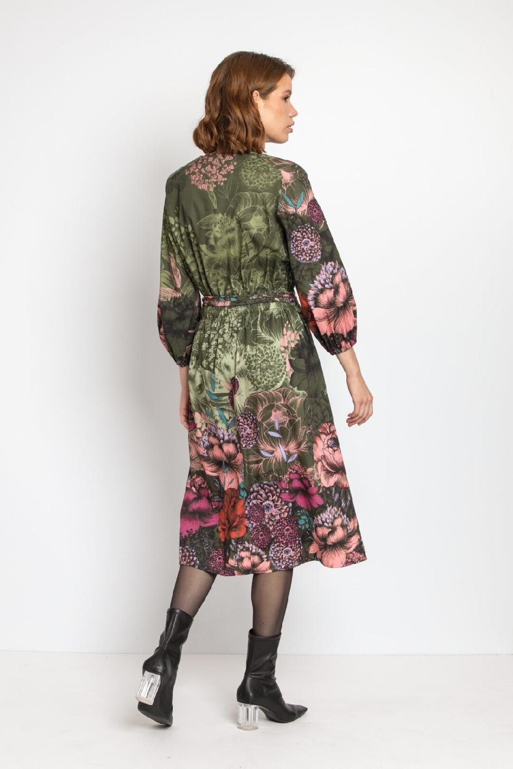 Ivko Woman Poplin Dress Floral Print Forest