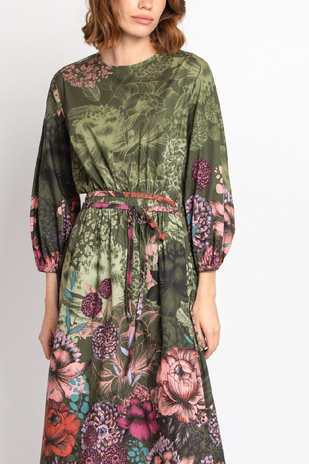Ivko Woman Poplin Dress Floral Print Forest