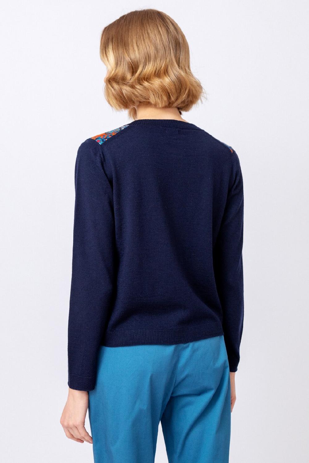 Ivko Woman Printed Cardigan Trencar Pattern Navy