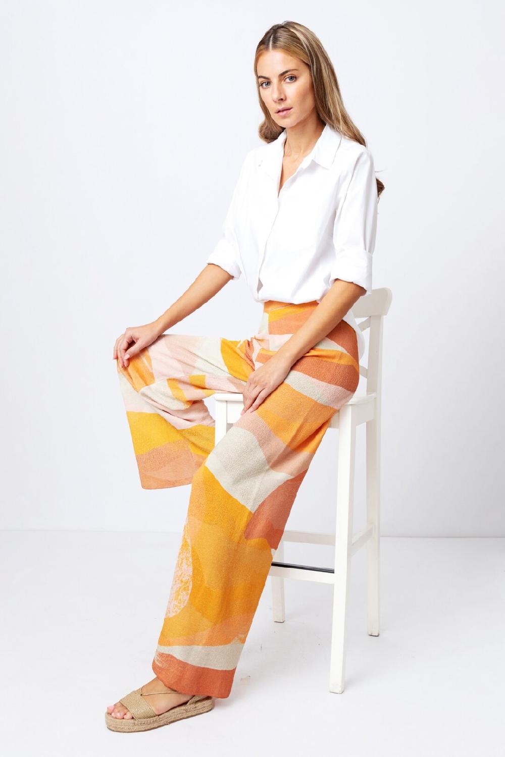 Ivko Woman Printed Pants Graphics Motif Nougat
